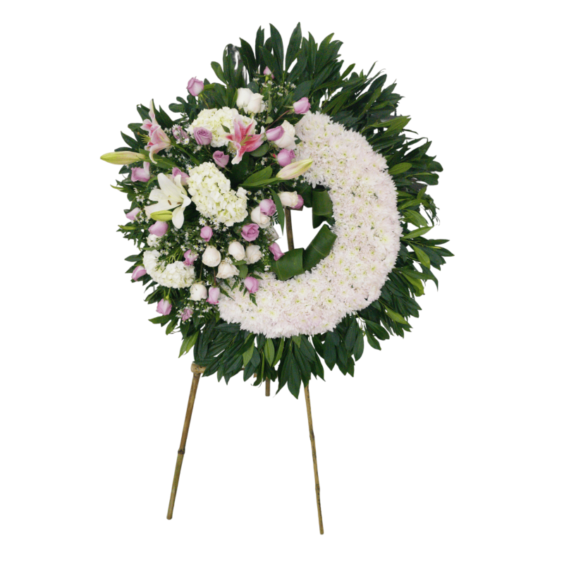 Corona Fúnebre Blanca Con Lirios