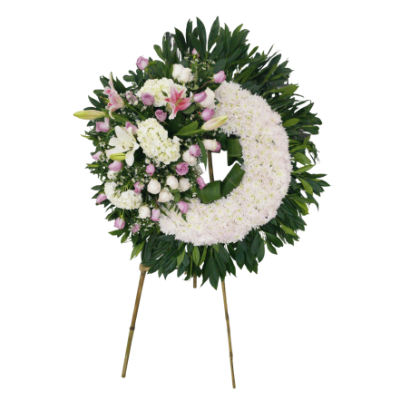 Corona Fúnebre Blanca Con Lirios